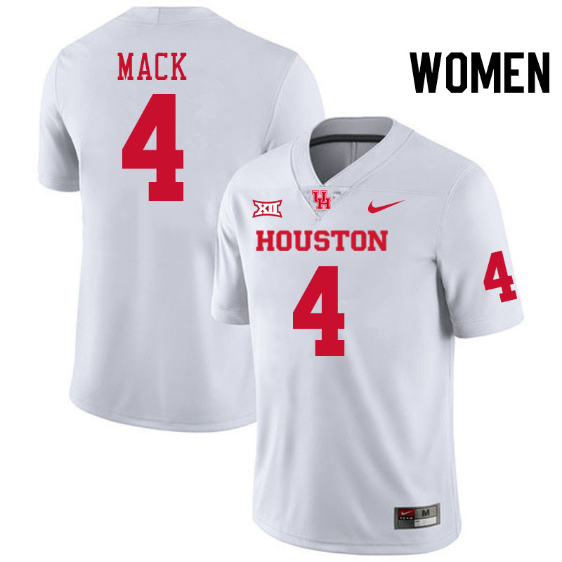 Women #4 Brandon Mack Houston Cougars College Football Jerseys Stitched-White